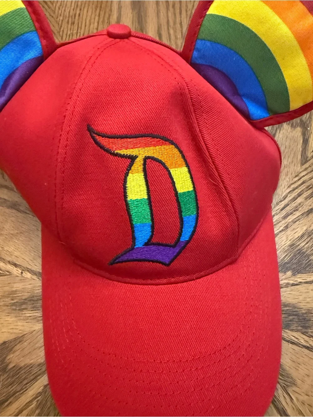 Disney Red Cap with Rainbow Mickey Ears